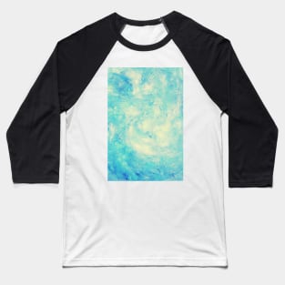 Turquoise and Cream Powder Splash Liquid Swirl Abstract Artwork Baseball T-Shirt